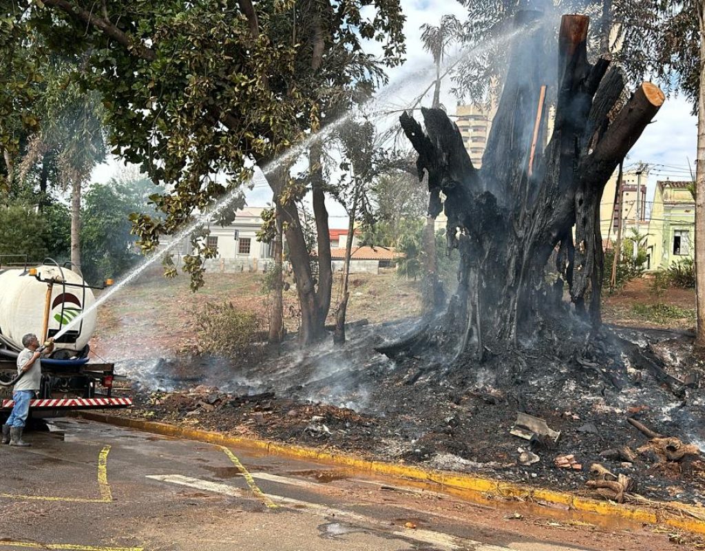 A Prefeitura enviou caminhão pipa para auxílio na contenção do fogo