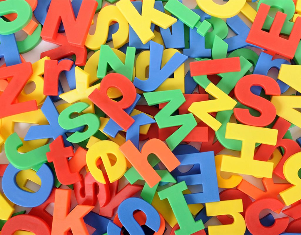 Plastic letters of alphabet