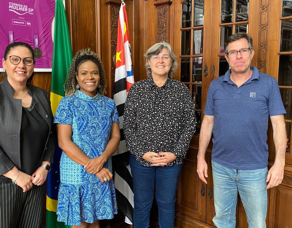 Assessora da Selam, Pamela Gonelli, Coronel Helena Reis, a secretária Branca e o coordenador de Esportes e Lazer de São Paulo, Coronel Paulo Sérgio Merino