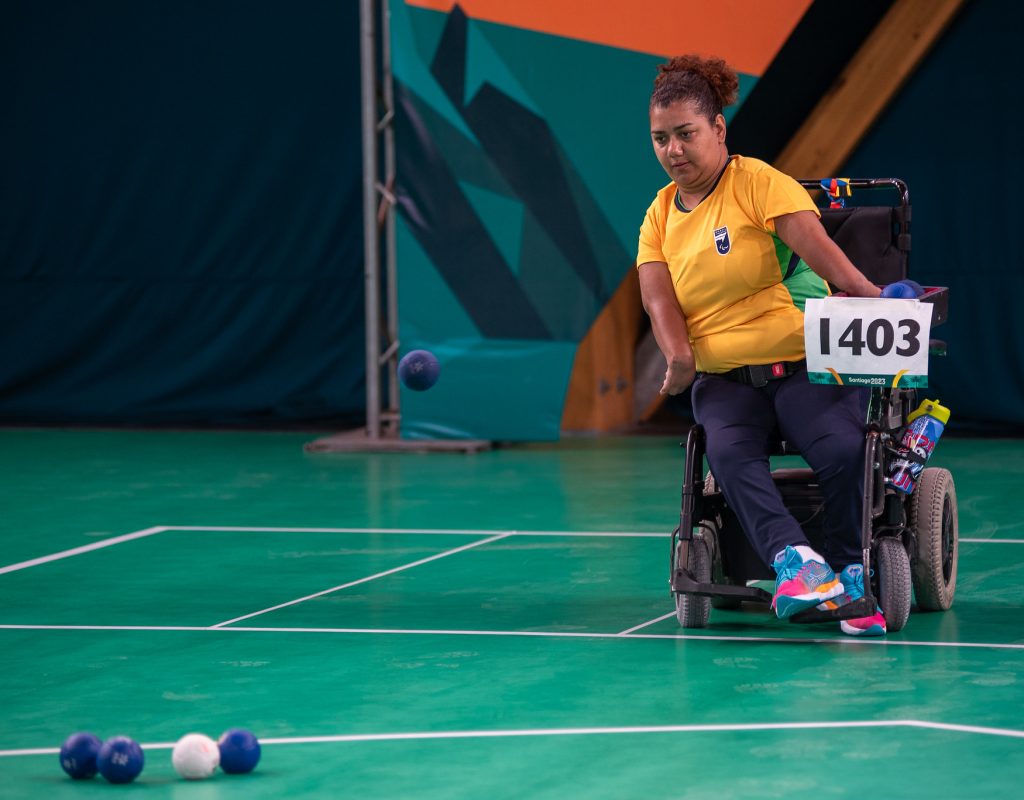 Atleta brasileira de bocha, em Santiago, no Chile - fonte cpb.org.br