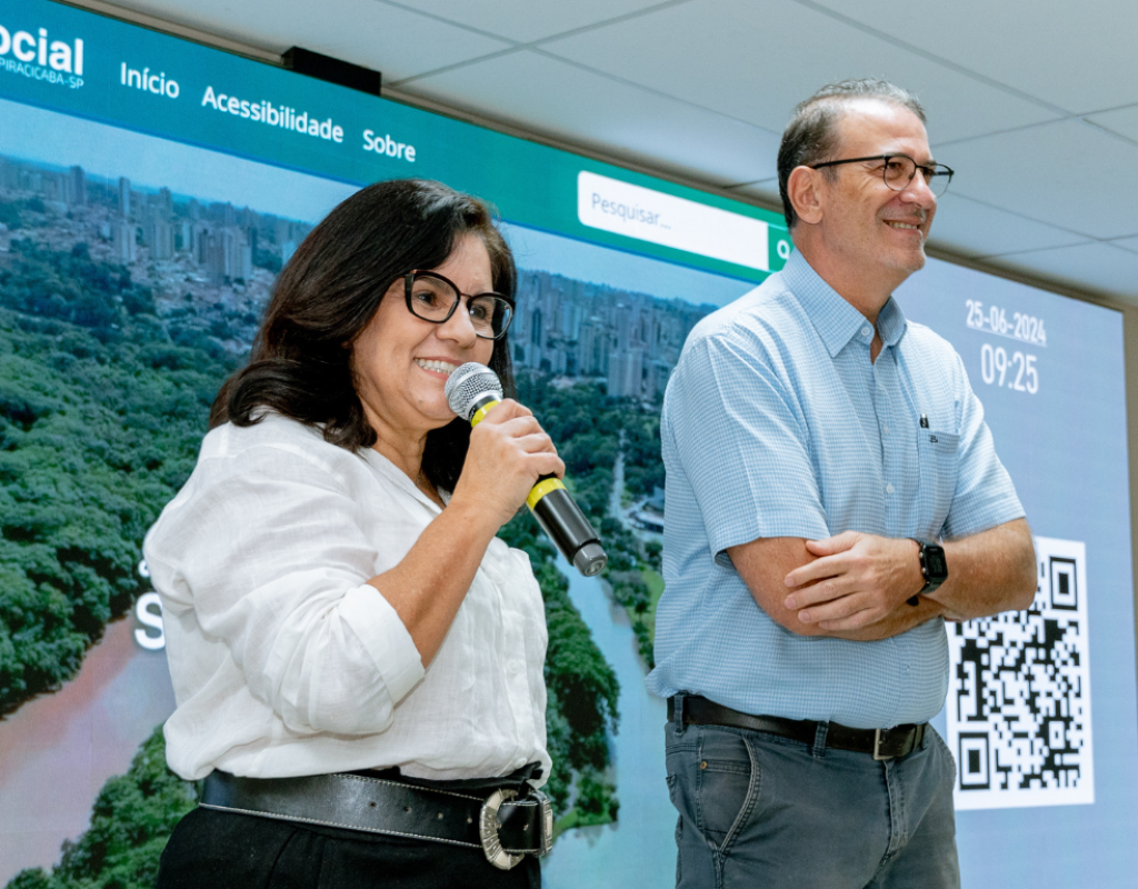 Euclidia Fioravante, secretária da Smads e Luciano Almeida, prefeito de Piracicaba