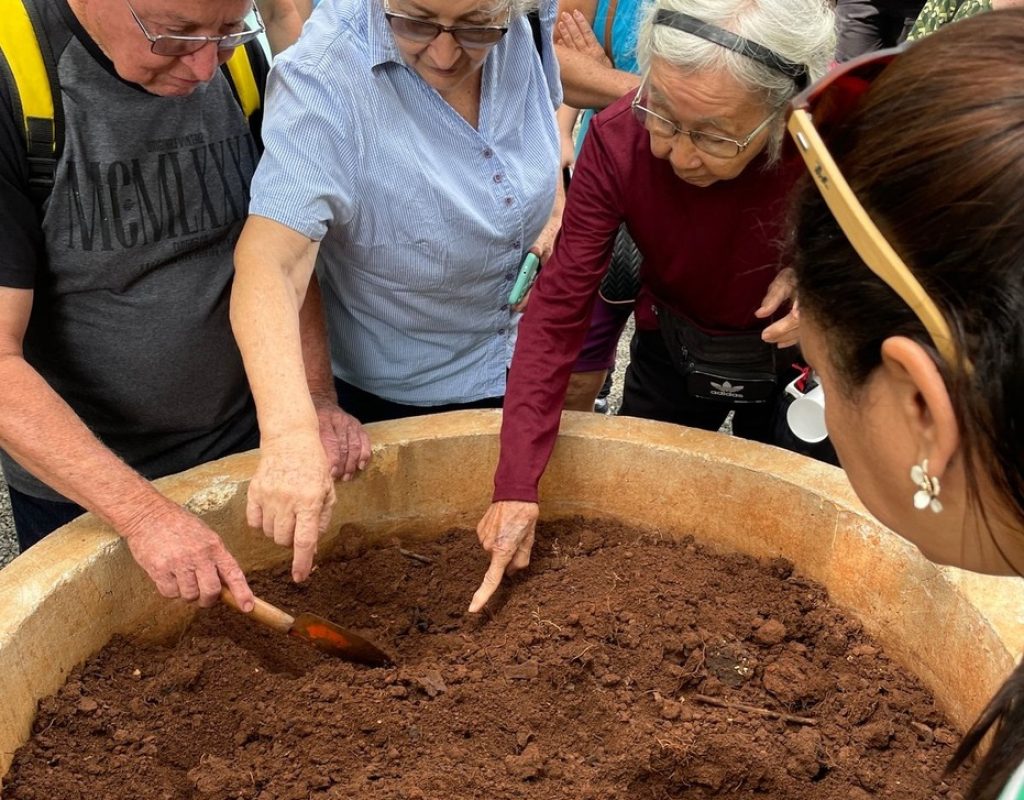 Os participantes exploraram espaços como o borboletário, jardim sensorial, meliponário, área de compostagem e minhocário. (Foto: Divulgação)