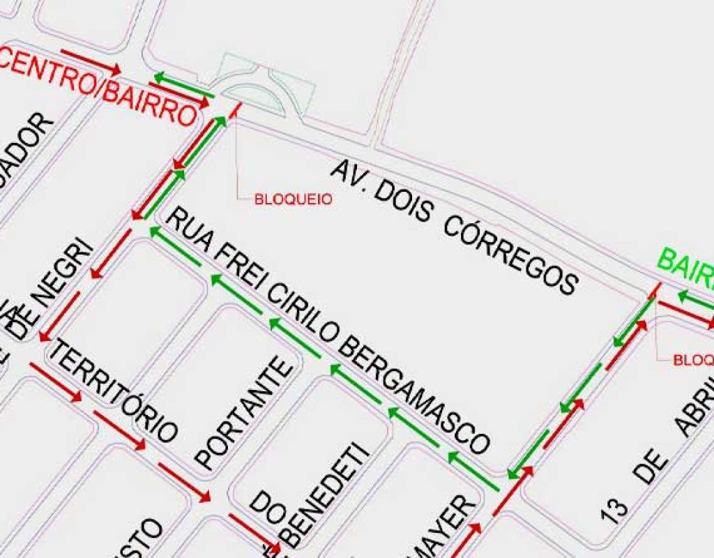 Avenida Dois Córregos Interditada para Obras